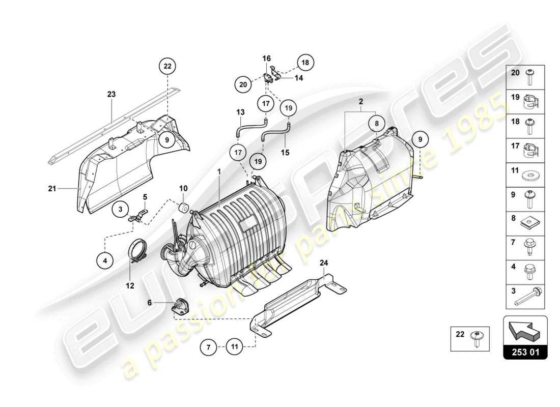 lamborghini lp750-4 sv coupe (2017) silencer with catalyst part diagram