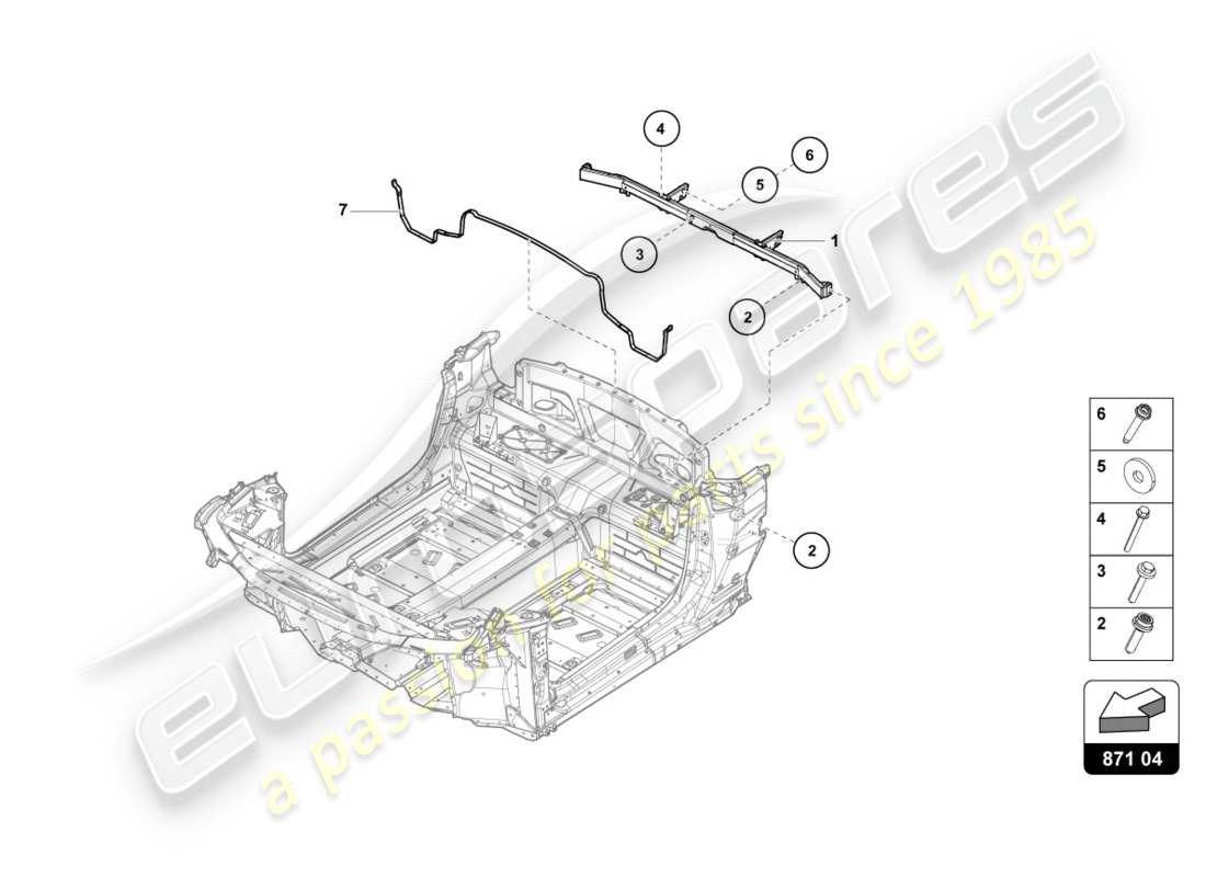 lamborghini lp610-4 spyder (2019) cross member rear parts diagram