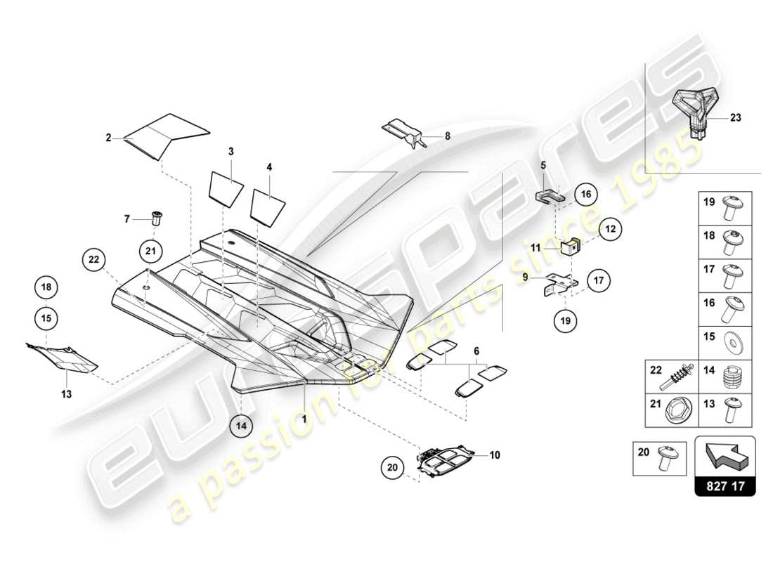 lamborghini sian (2021) engine compartment lid parts diagram