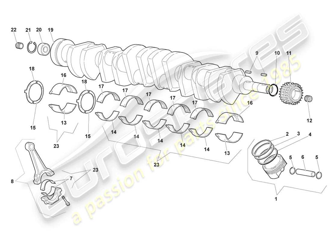 lamborghini murcielago roadster (2005) crankshaft part diagram