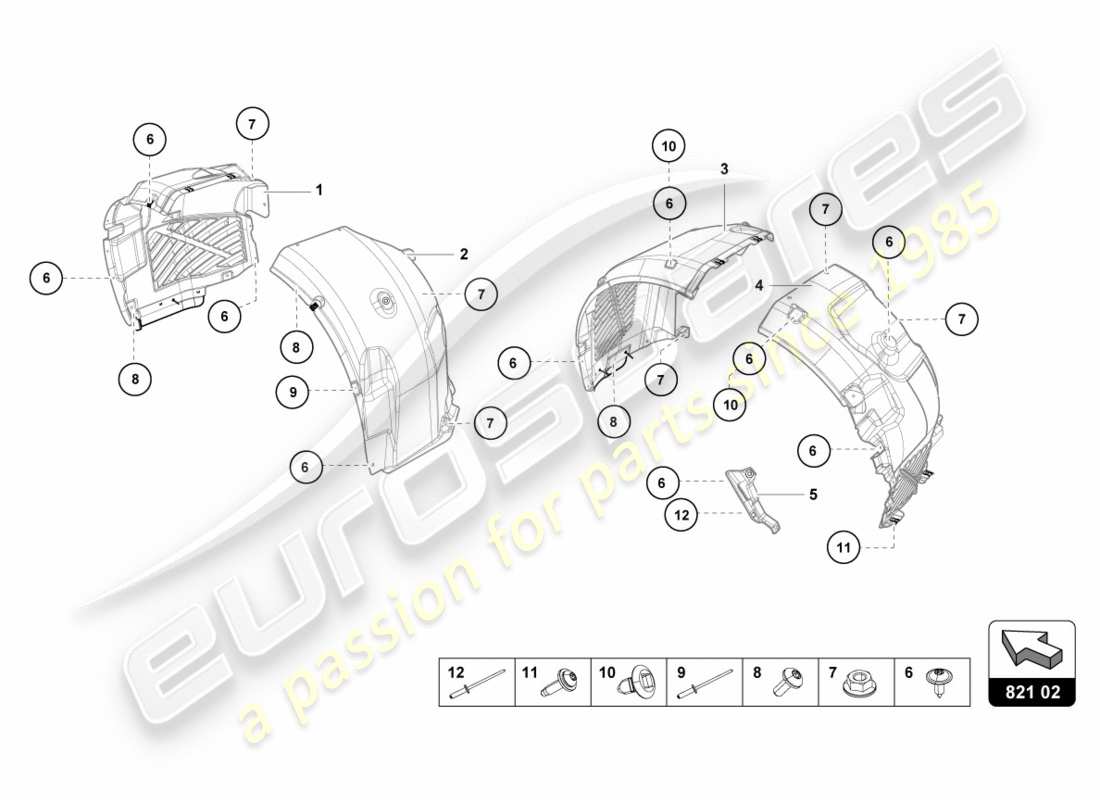 lamborghini lp580-2 coupe (2019) wheel housing trim parts diagram