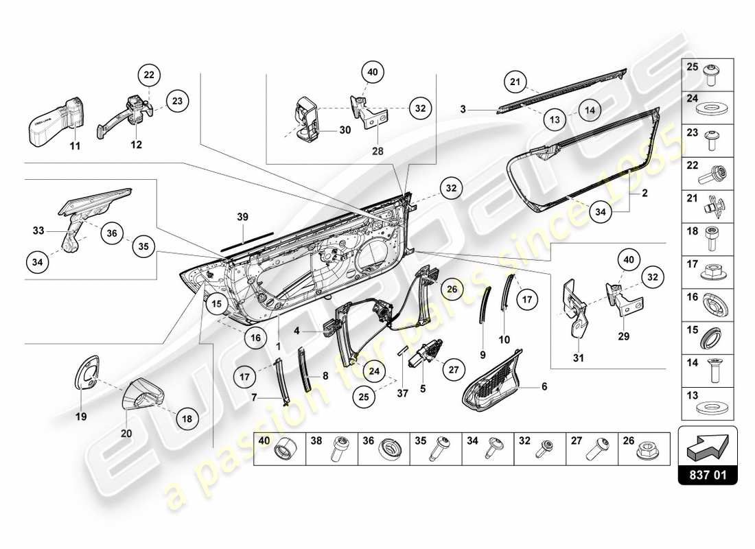 lamborghini lp580-2 spyder (2016) doors parts diagram