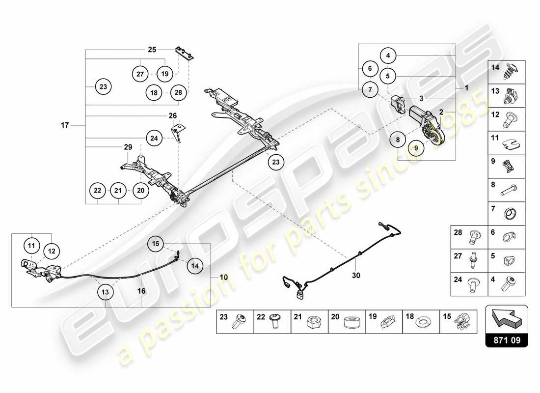 lamborghini lp580-2 spyder (2016) sliding roof motor part diagram