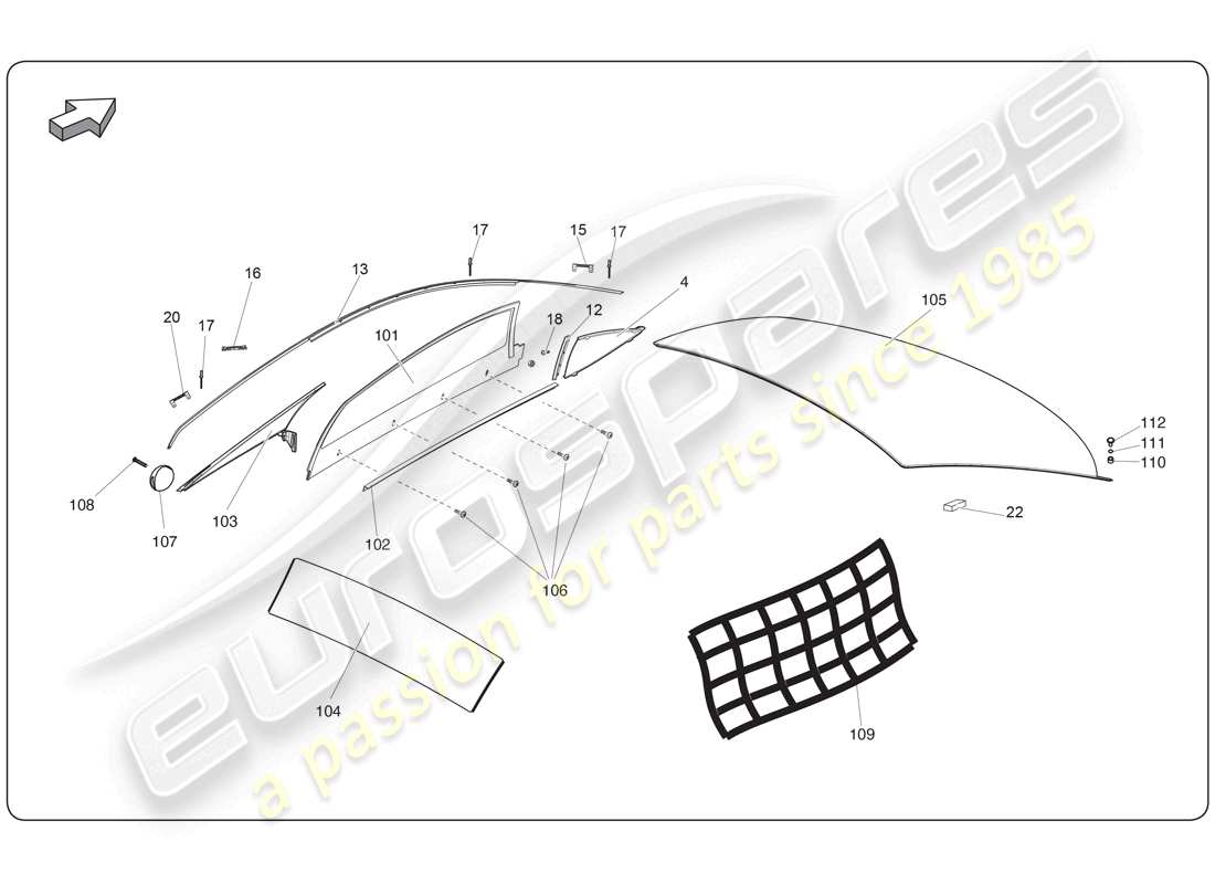 lamborghini super trofeo (2009-2014) window part diagram