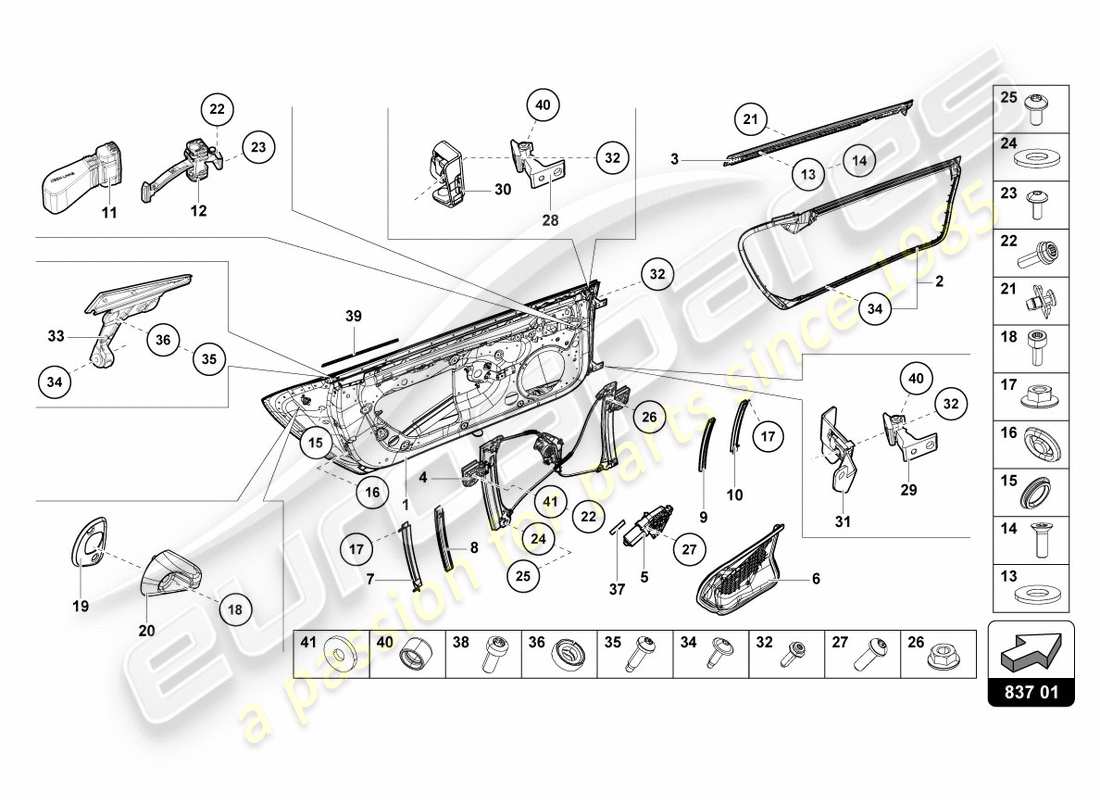 lamborghini performante spyder (2019) doors parts diagram