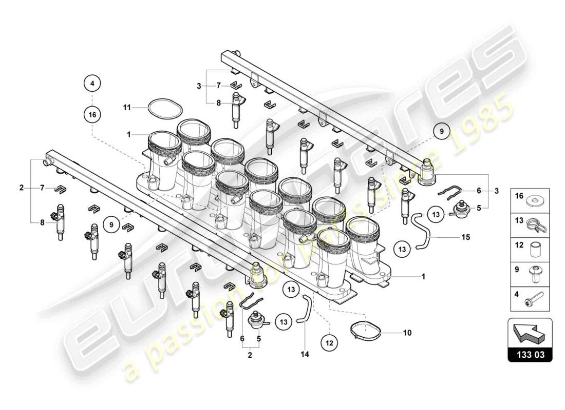 lamborghini lp750-4 sv roadster (2016) intake manifold parts diagram