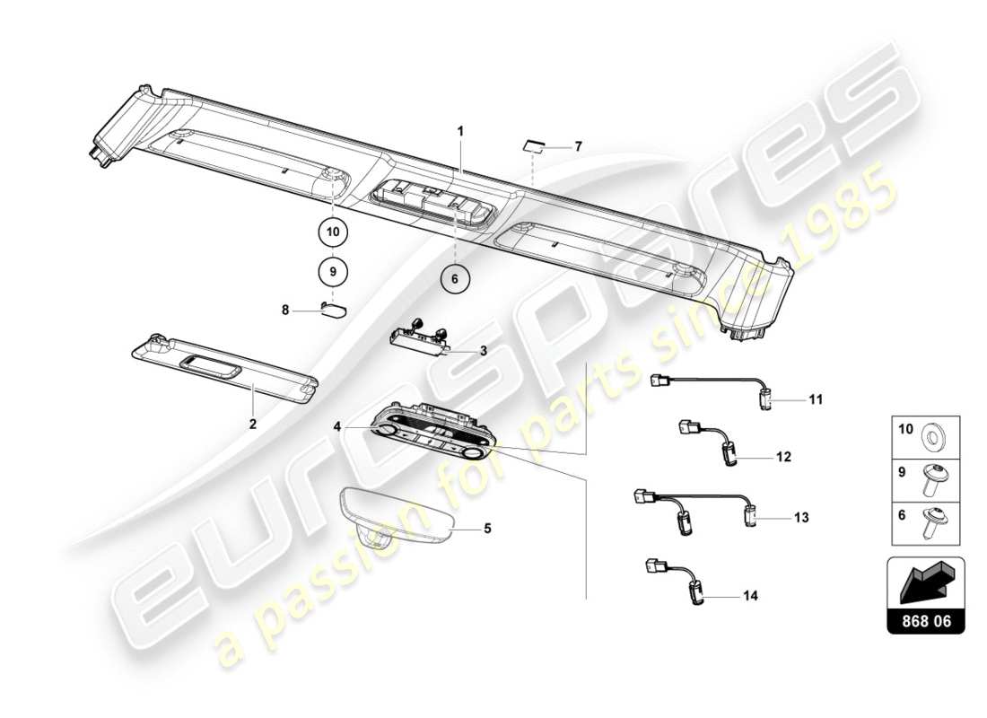 lamborghini lp610-4 spyder (2017) front panel trim parts diagram