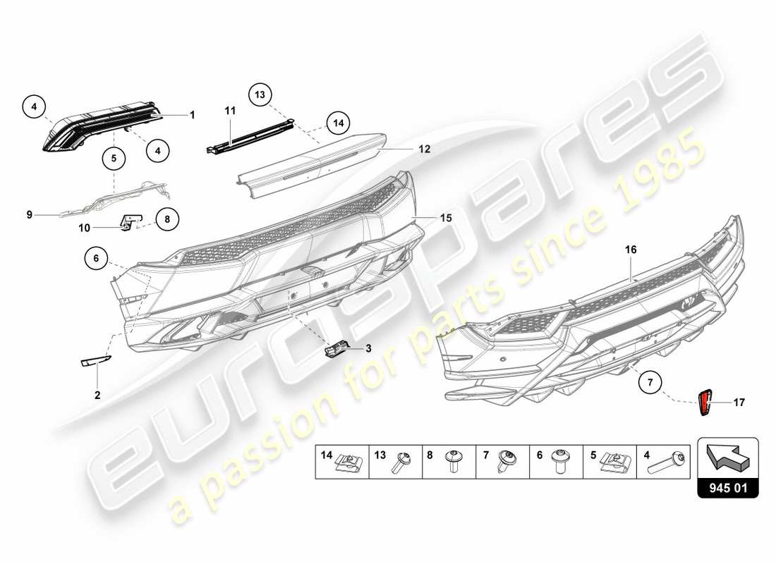 lamborghini lp580-2 coupe (2018) tail light rear parts diagram
