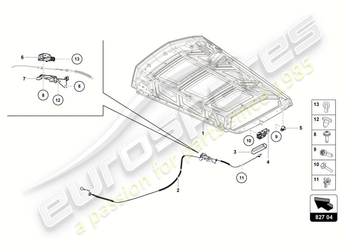 lamborghini performante coupe (2020) release lever parts diagram