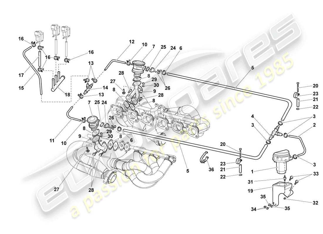 lamborghini murcielago roadster (2005) secondary air pump part diagram