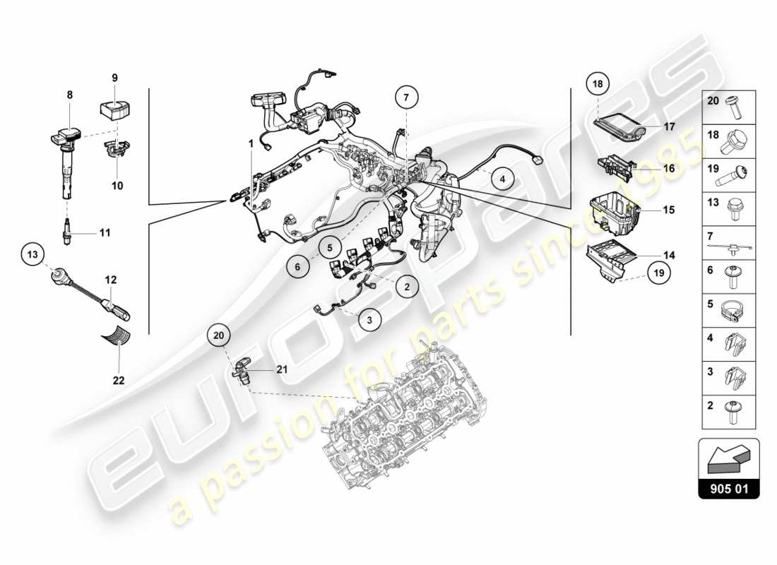 lamborghini performante coupe (2019) ignition system part diagram