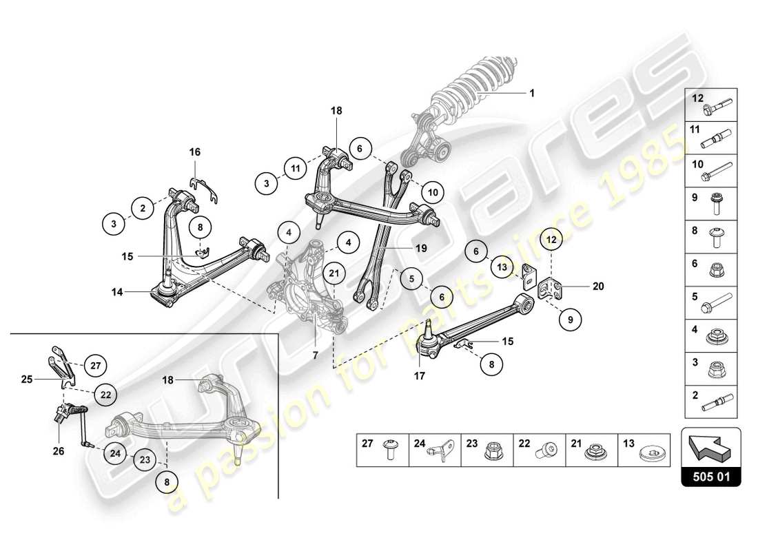 lamborghini lp750-4 sv coupe (2017) suspension rear part diagram