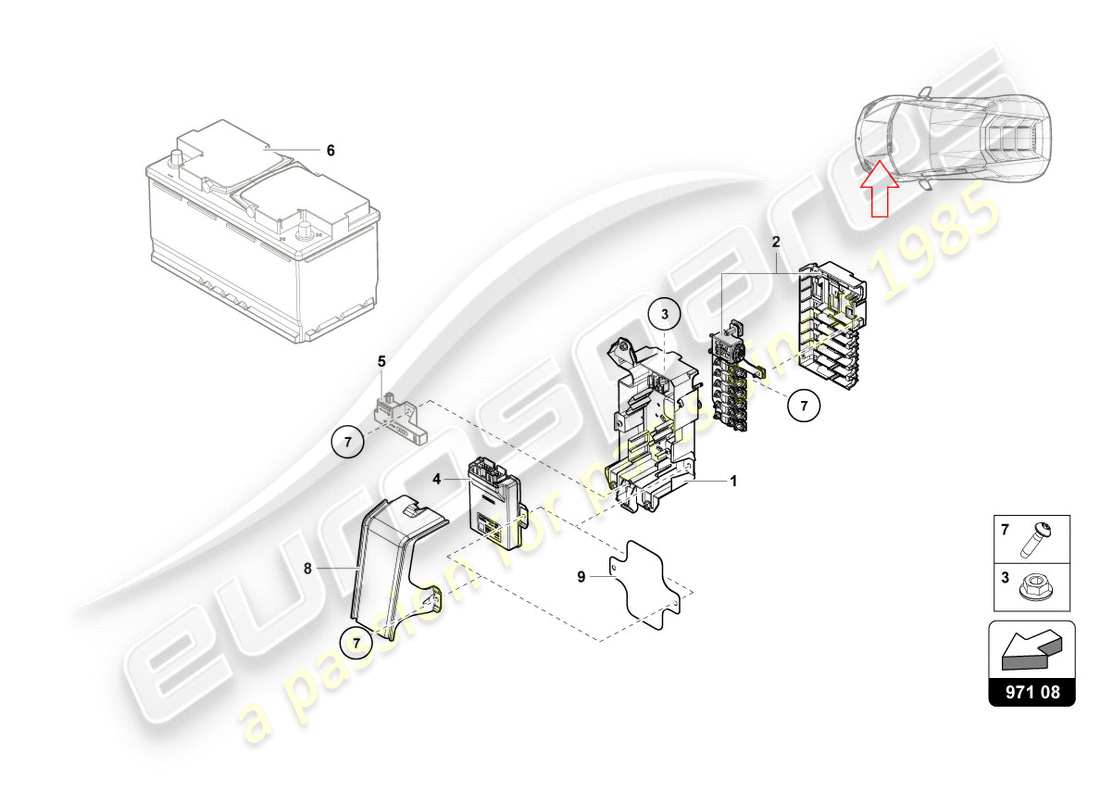 lamborghini performante coupe (2019) fuse box part diagram