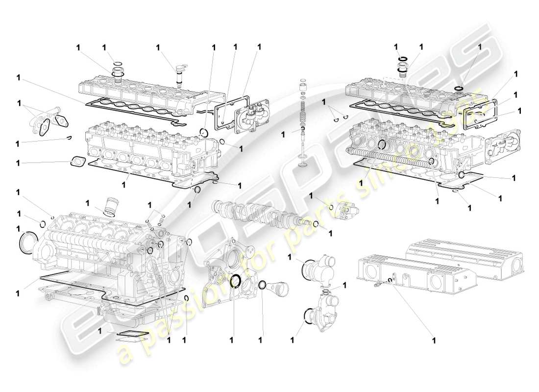 lamborghini murcielago coupe (2006) gasket set for engine part diagram