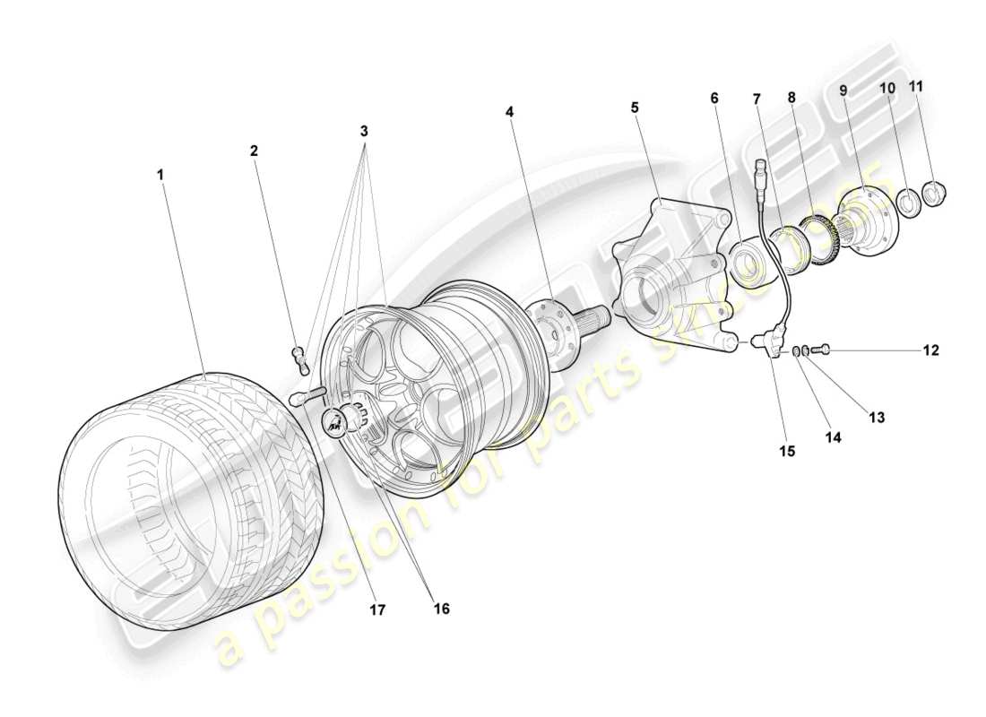 lamborghini murcielago coupe (2003) wheel bearing housing rear parts diagram