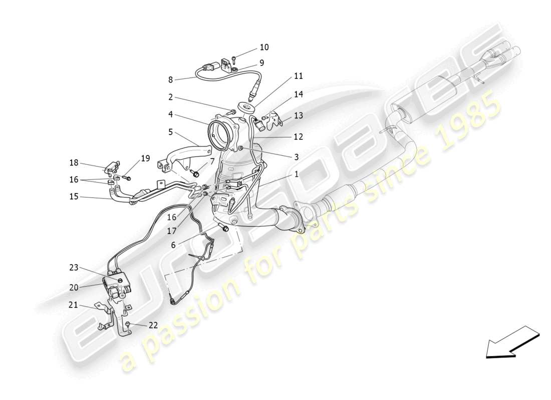 maserati ghibli fragment (2022) pre-catalytic converters and catalytic converters part diagram