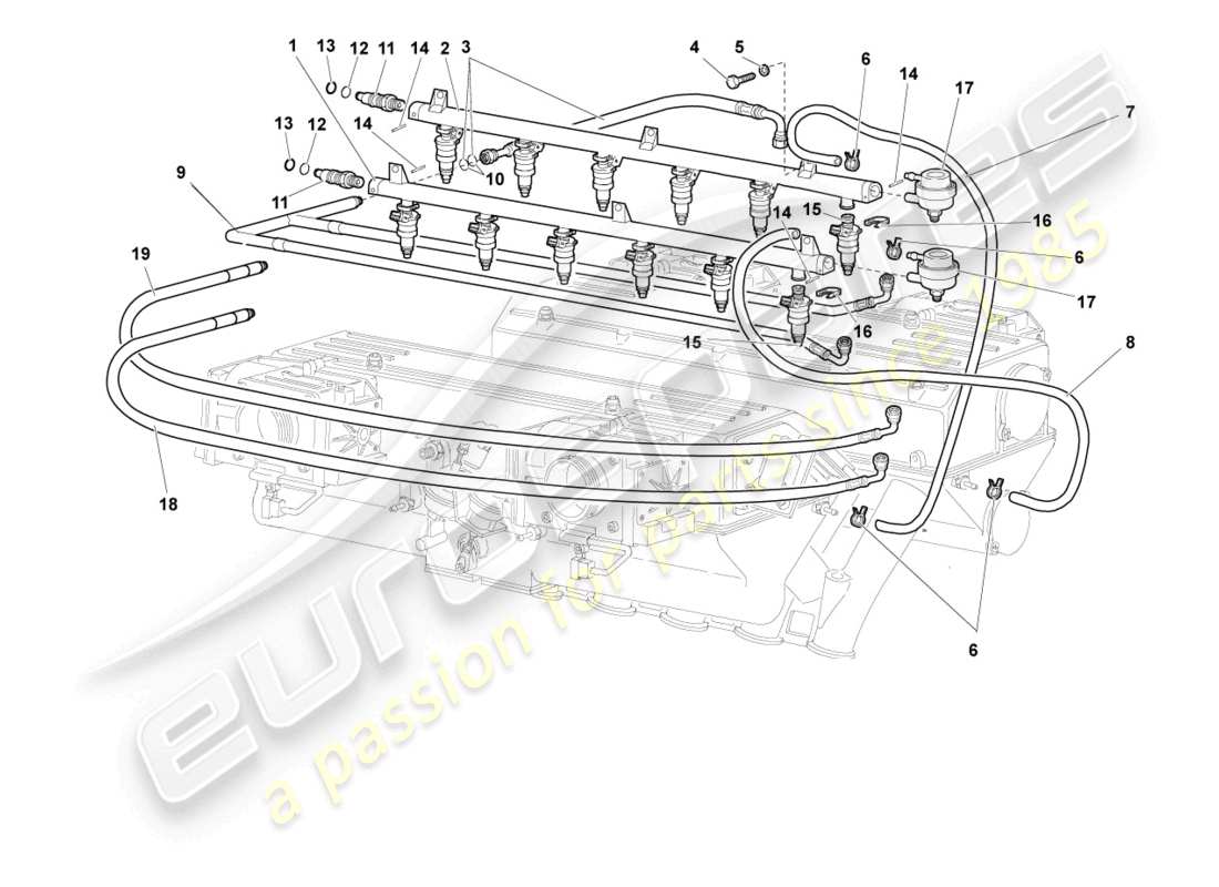 lamborghini murcielago coupe (2003) intake system parts diagram