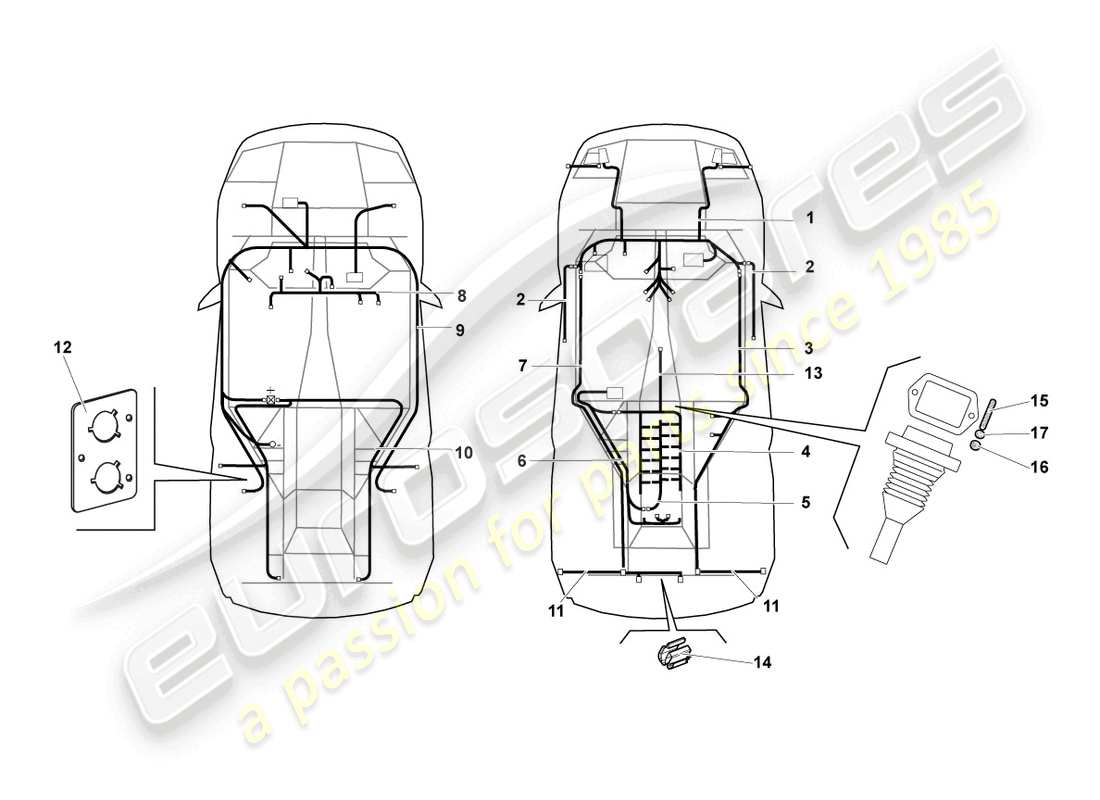 lamborghini murcielago coupe (2004) central wiring set part diagram