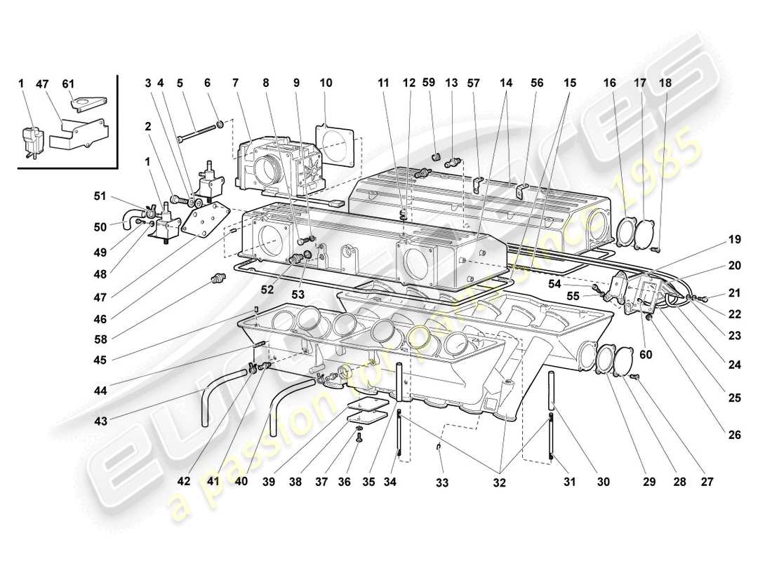 lamborghini murcielago roadster (2006) intake system parts diagram