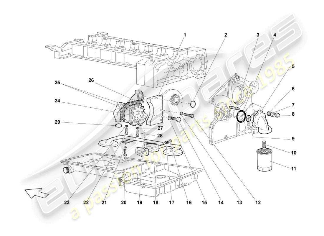 lamborghini murcielago coupe (2005) oil pump part diagram