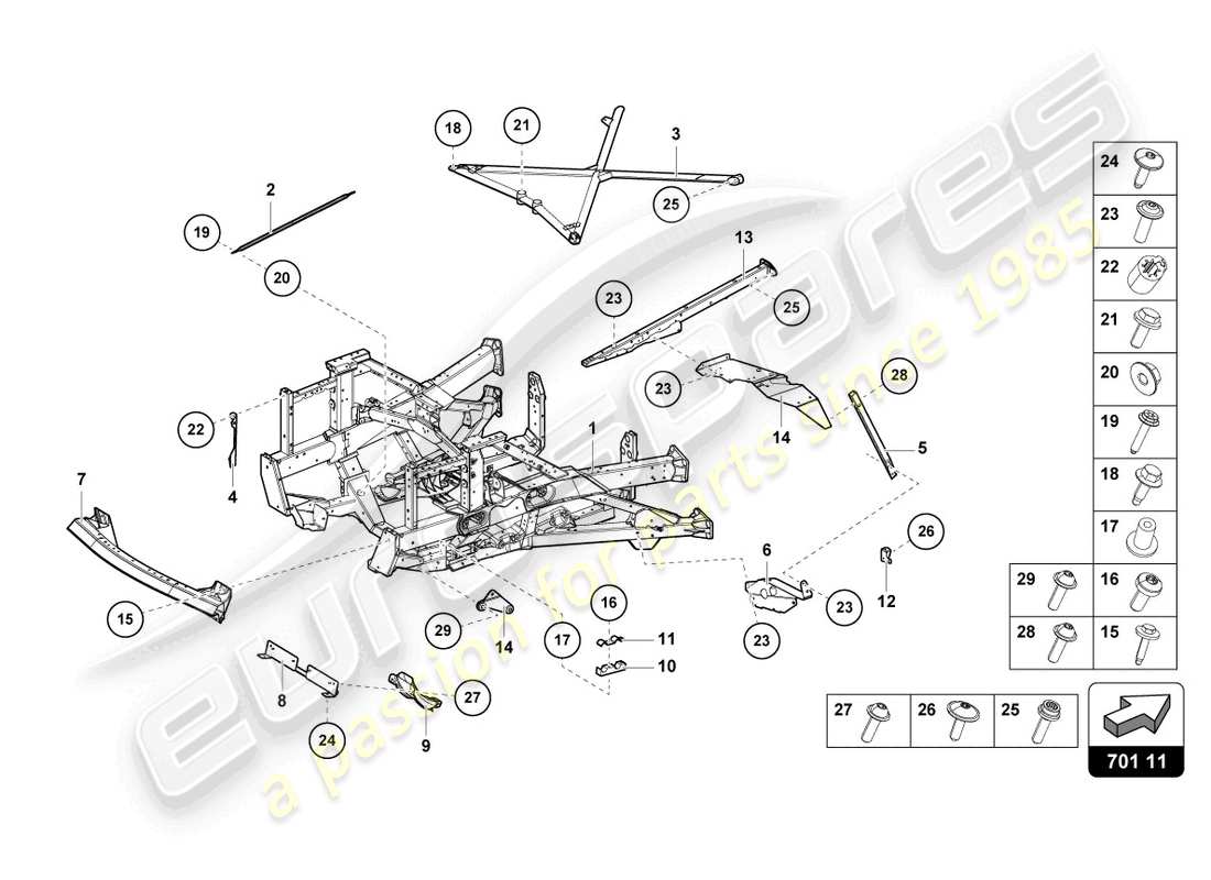 lamborghini sian (2020) trim frame rear part parts diagram