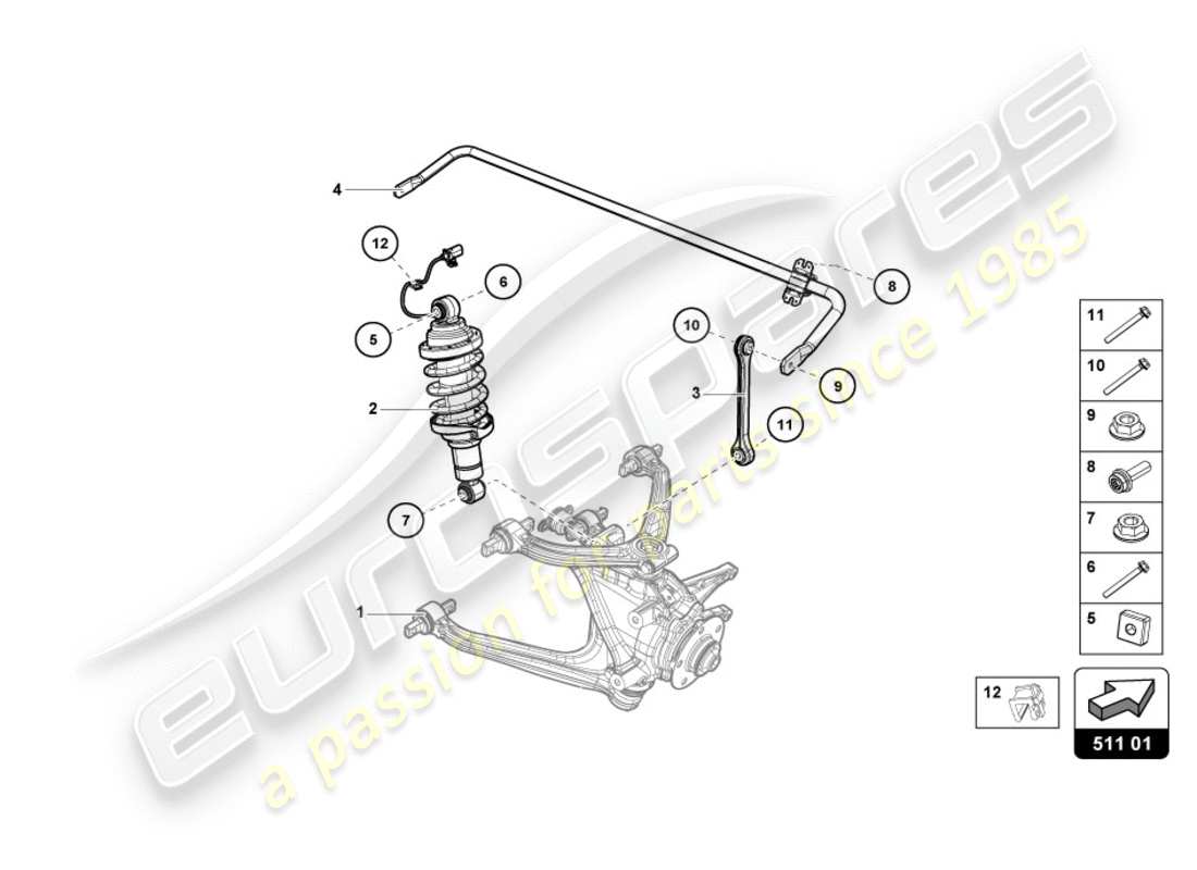 lamborghini lp610-4 spyder (2017) shock absorber rear parts diagram