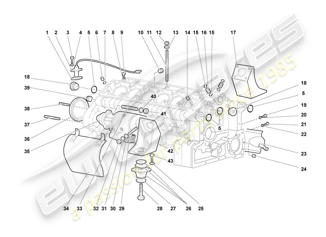 lamborghini murcielago roadster (2006) crankcase housing parts diagram