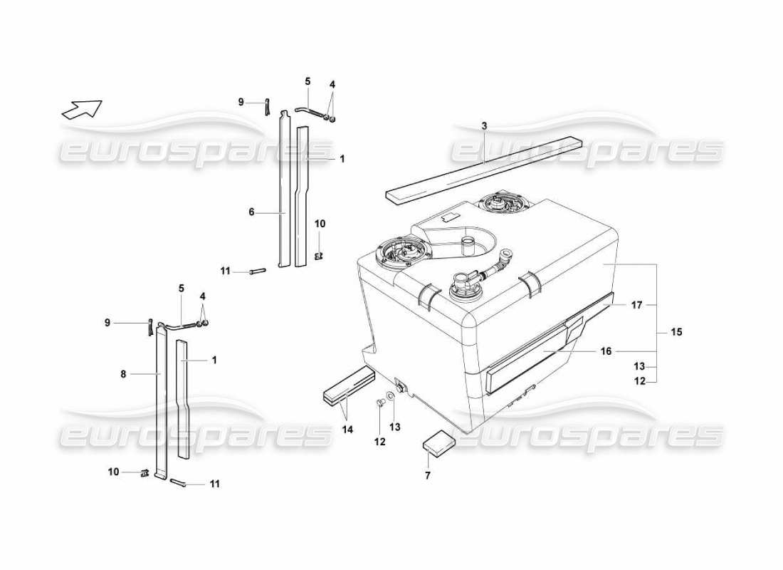 lamborghini murcielago lp670 tank - implantations parts diagram