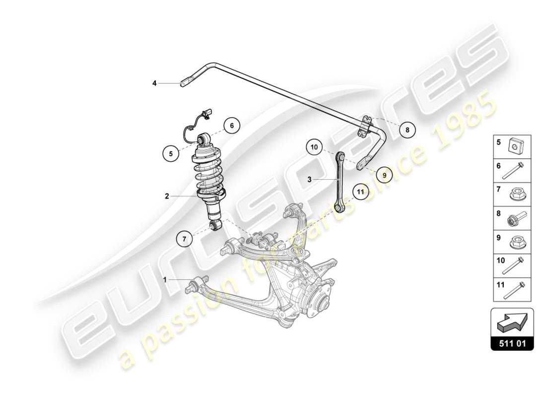 lamborghini lp580-2 coupe (2018) shock absorber rear parts diagram