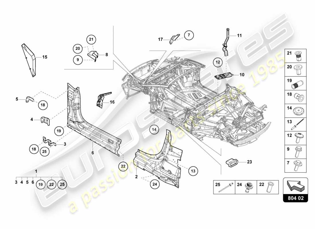 a part diagram from the lamborghini huracan performante parts catalogue