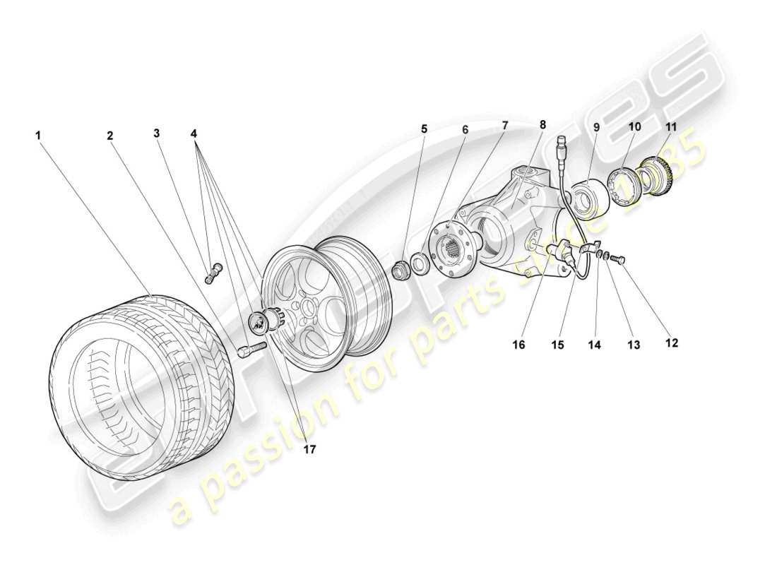 lamborghini murcielago coupe (2003) wheel bearing housing front parts diagram