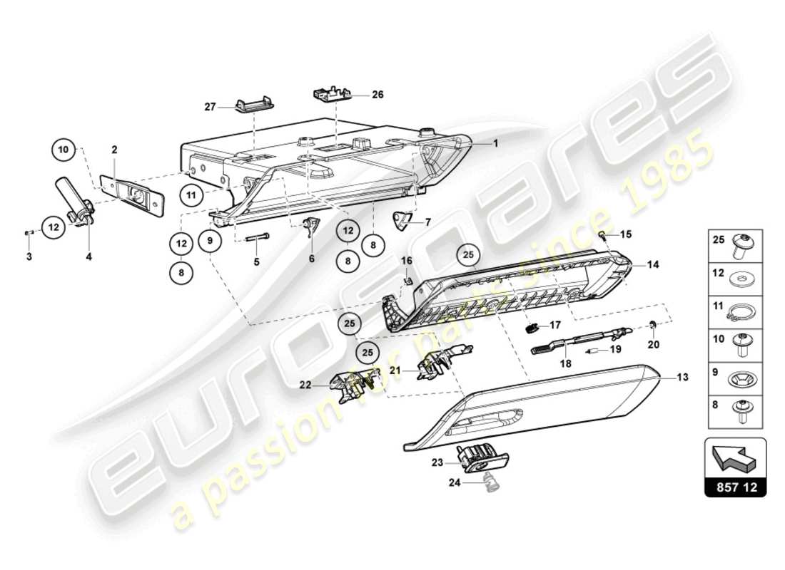 lamborghini lp770-4 svj roadster (2020) glove box part diagram