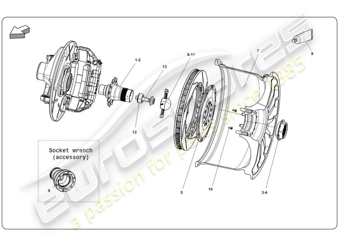 lamborghini super trofeo (2009-2014) front monolock system kit parts diagram