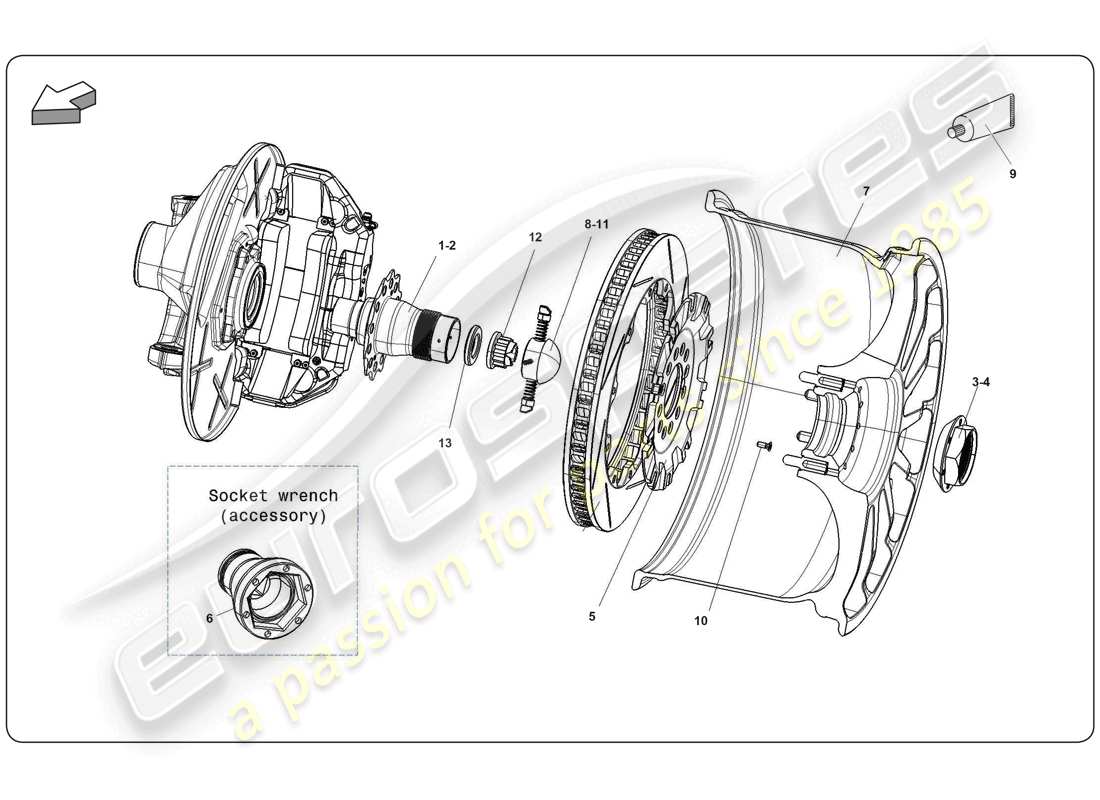lamborghini super trofeo (2009-2014) rear monolock system kit parts diagram