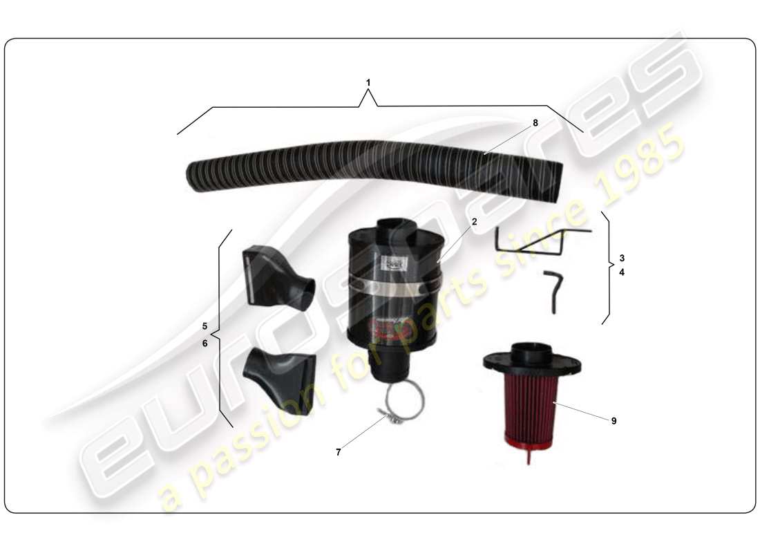 lamborghini super trofeo (2009-2014) air cleaner kit parts diagram