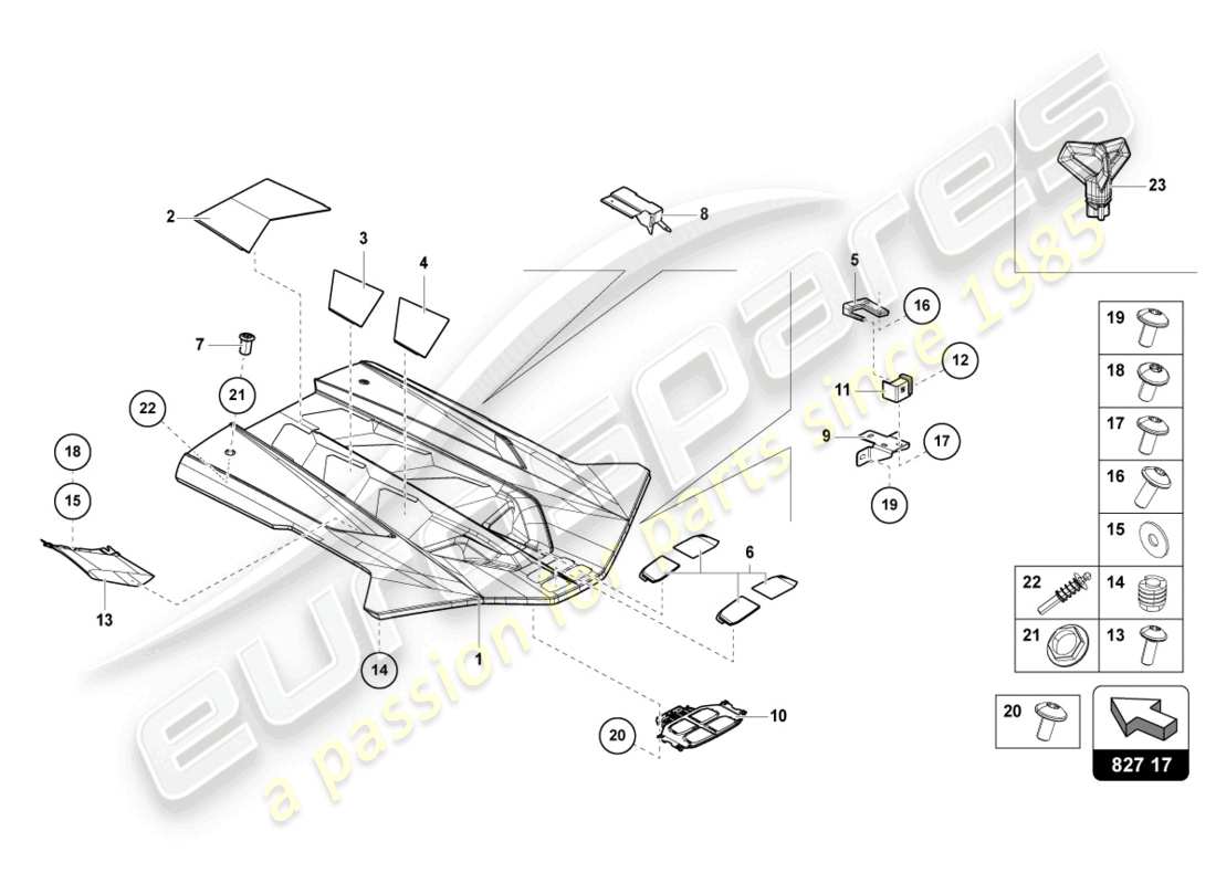 lamborghini sian (2020) engine compartment lid parts diagram