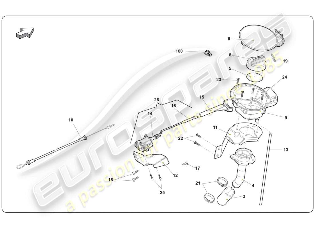 lamborghini super trofeo (2009-2014) fuel system part diagram