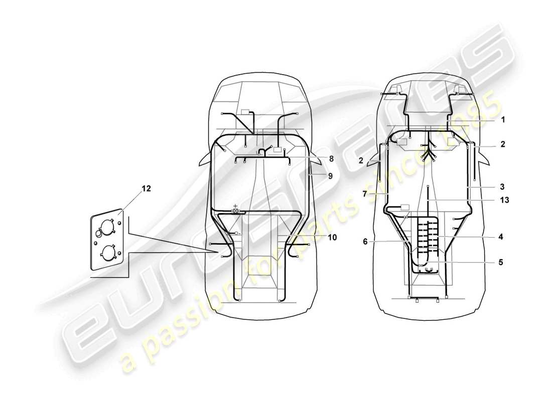 lamborghini murcielago roadster (2006) central wiring set parts diagram