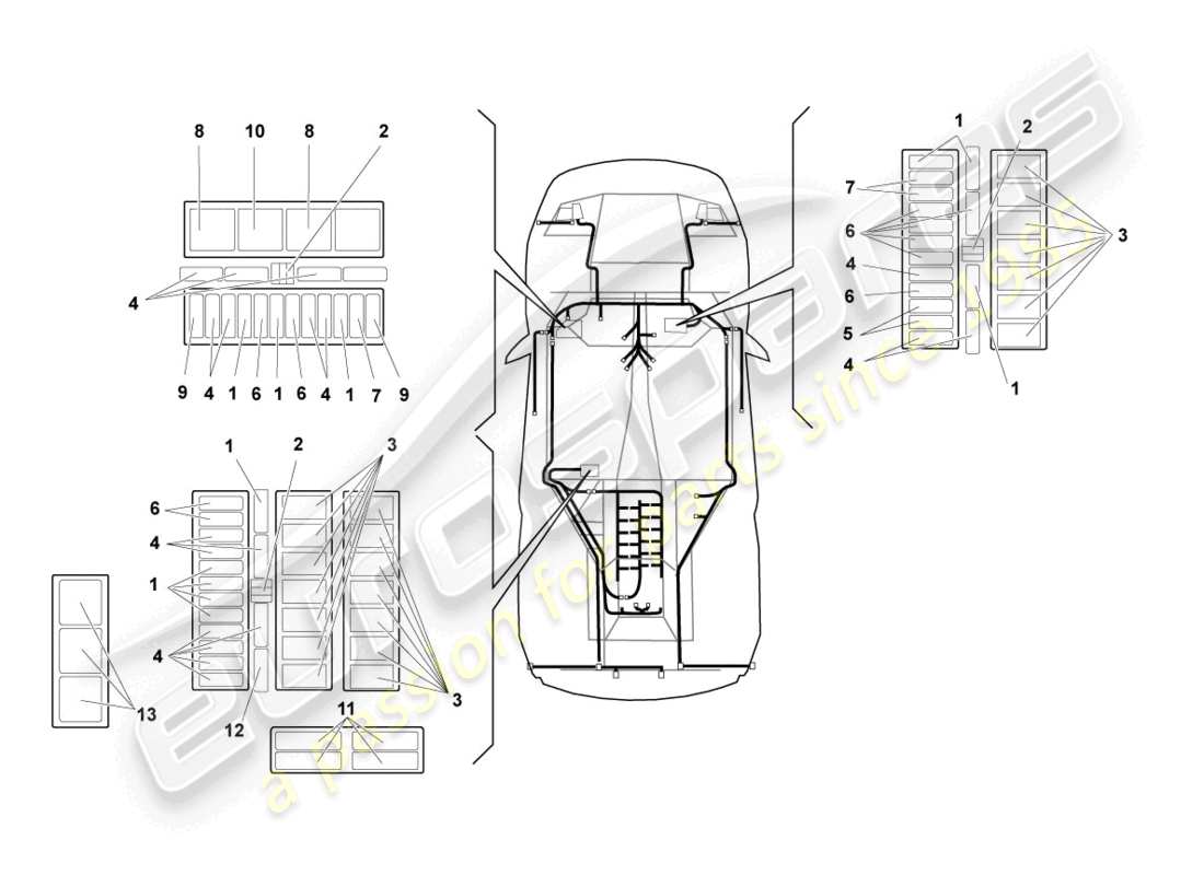 lamborghini murcielago coupe (2003) central electrics parts diagram