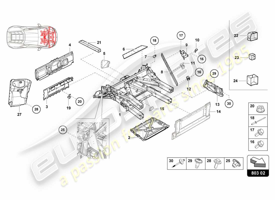 lamborghini lp580-2 coupe (2017) front frame part diagram