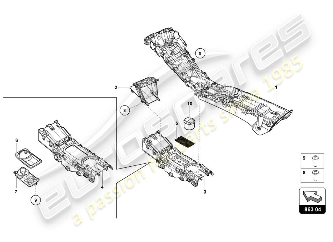 lamborghini lp580-2 spyder (2017) tunnel part diagram