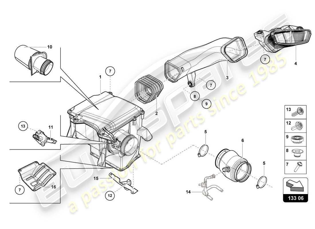 lamborghini lp580-2 spyder (2016) air filter housing part diagram