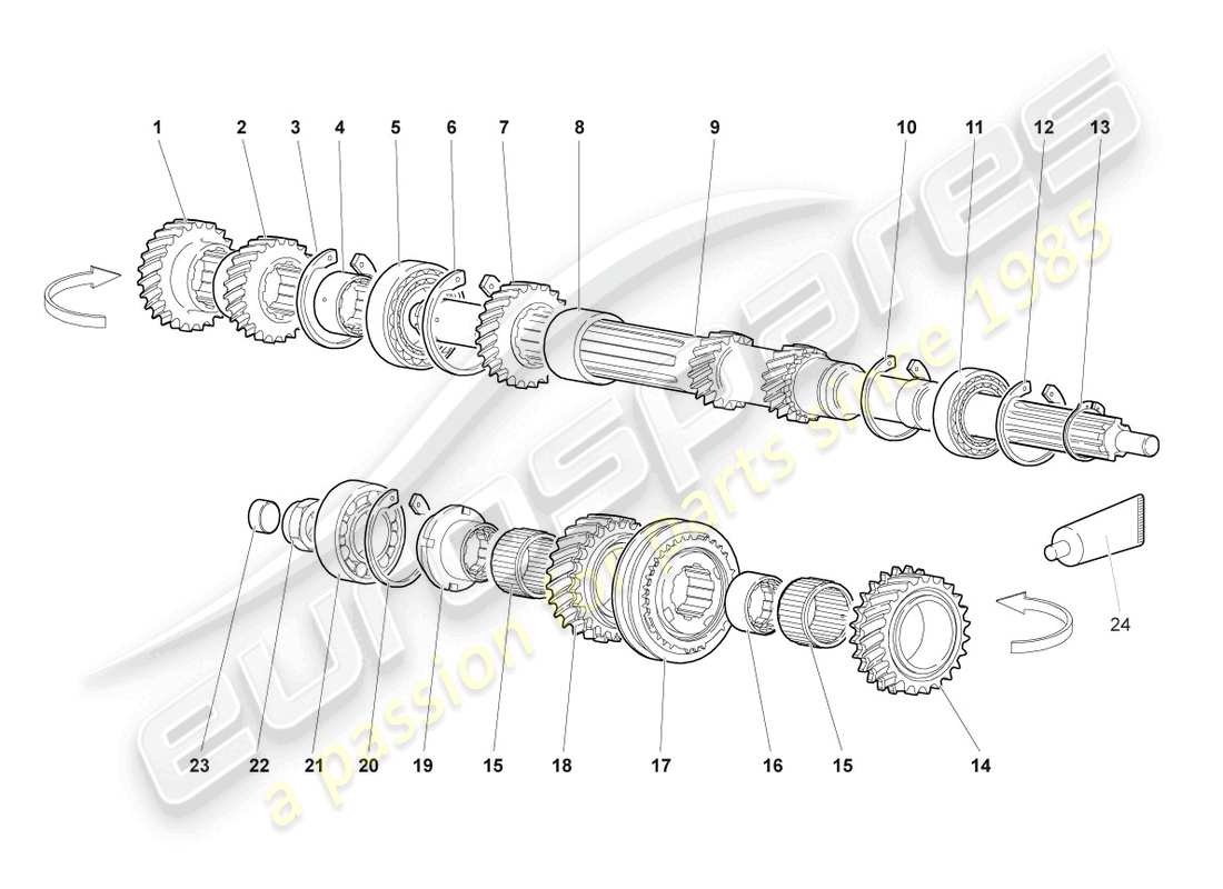 lamborghini murcielago coupe (2002) input shaft parts diagram