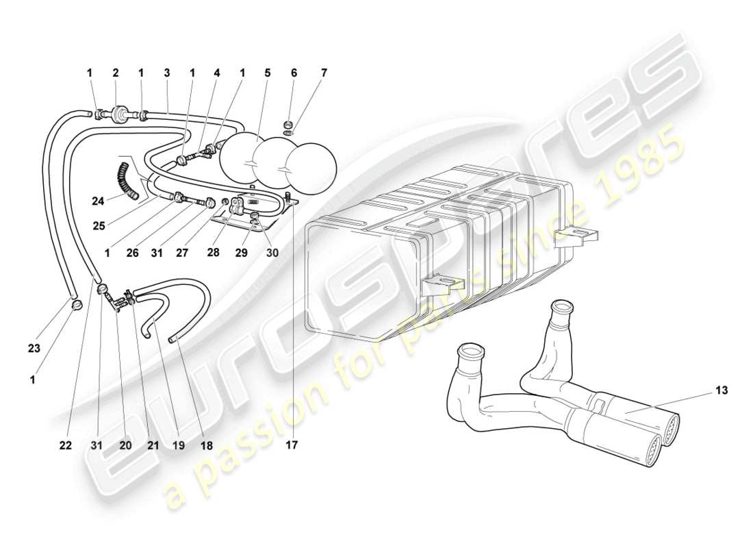 lamborghini murcielago coupe (2003) vacuum system parts diagram