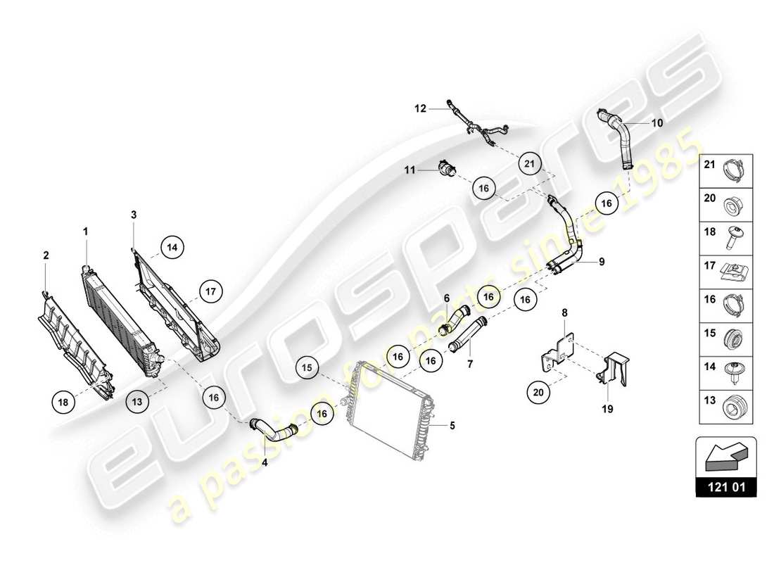 lamborghini lp610-4 coupe (2019) cooler for coolant parts diagram