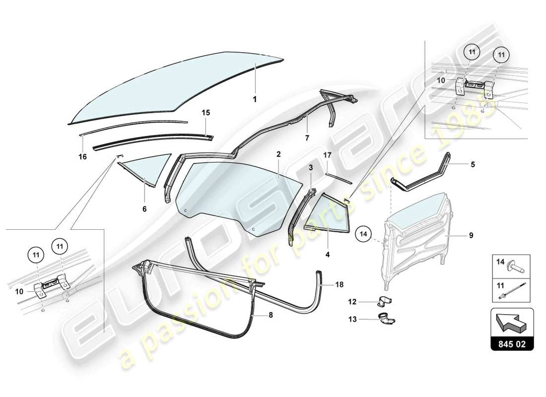 a part diagram from the lamborghini aventador lp770-4 svj parts catalogue