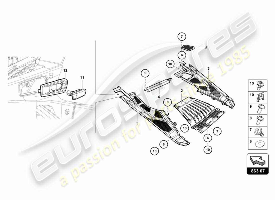 a part diagram from the lamborghini huracan lp600 parts catalogue