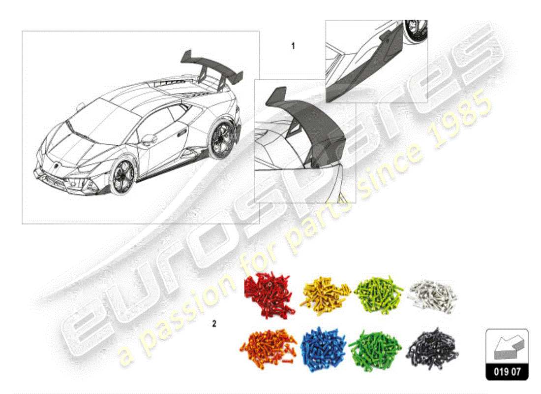 a part diagram from the lamborghini huracan accessories parts catalogue