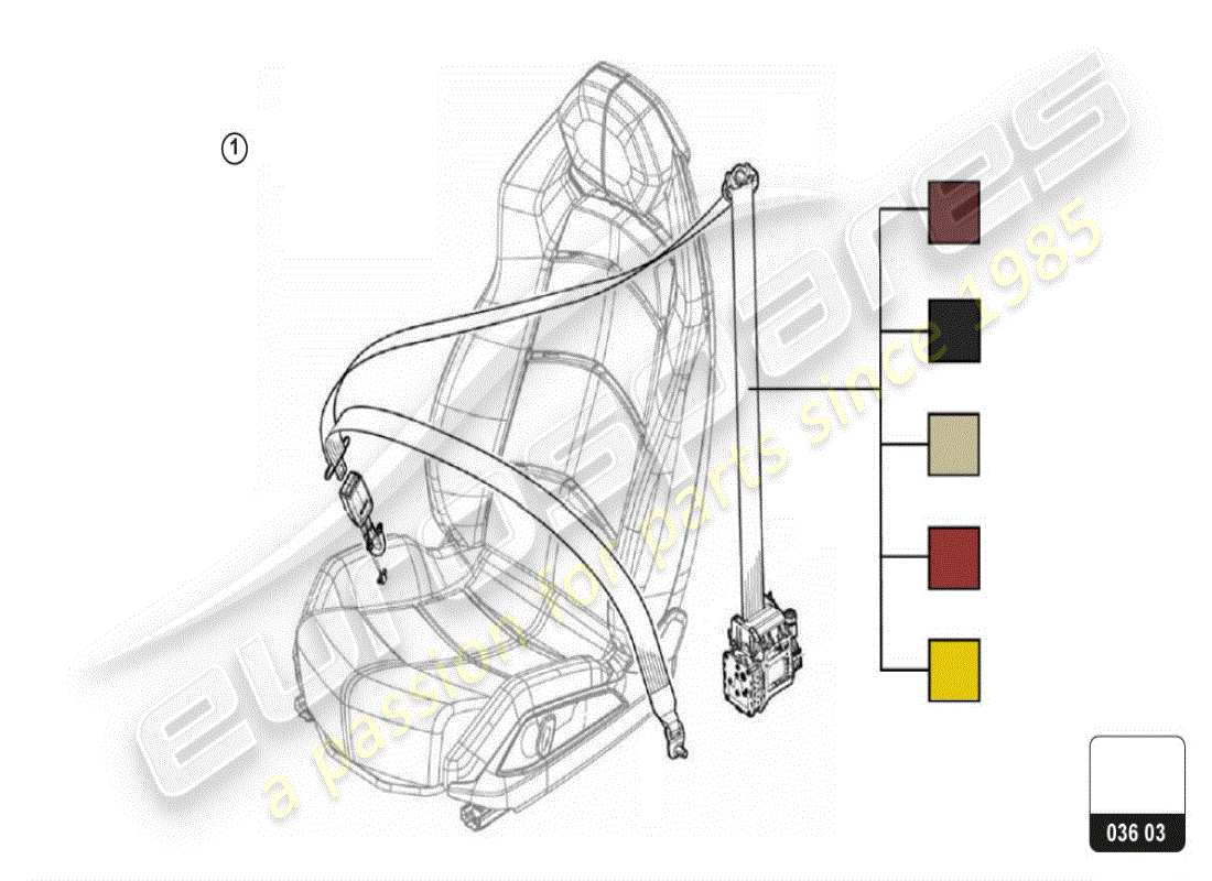 a part diagram from the lamborghini huracan accessories parts catalogue