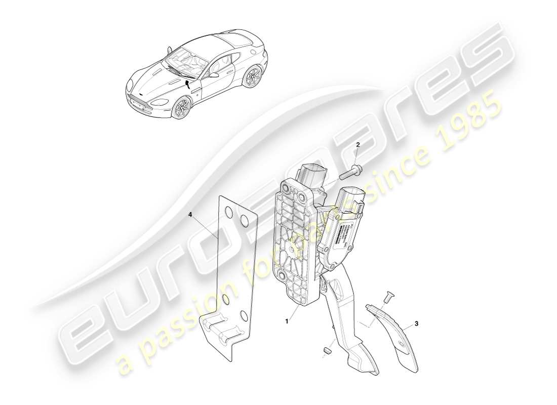 aston martin v8 vantage (2005) accelerator pedal part diagram